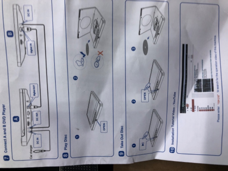 Photo 5 of WONNIE 10.5" Dual Screen Car DVD Player Portable Headrest Video Players with Two Mount Brackets, 5 Hours Rechargeable Battery,Region Free,Last Memory,Sync TV,USB/SD,AV Out&in (1 Player+1 Monitor) W-1020New