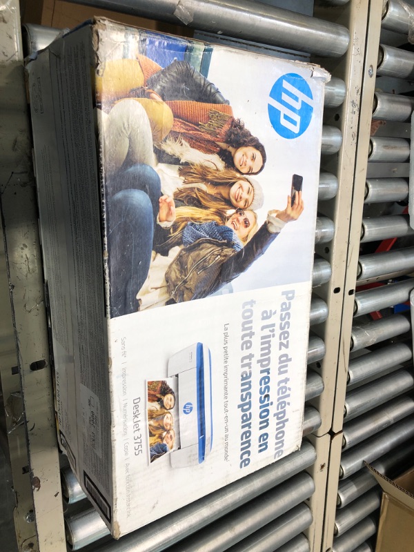 Photo 1 of HP DeskJet 3755 Compact All-in-One Wireless Printer - Blue Accent (J9V90A) and Ink-Cartridges - 4 Colors Blue Printer + Standard Ink