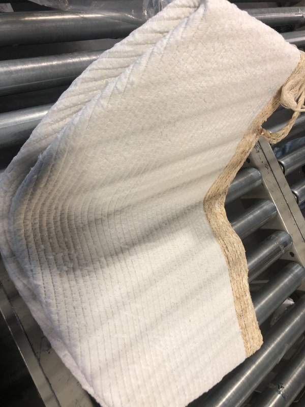 Photo 1 of Rope Basket Woven Storage Basket - Laundry Basket Large 17.3x 15 x 14.1 Inches Cotton Blanket Organizer, Baby Nursery Containers White Home Decor Gift 14.1 × 17.3 × 15 Beige & White Cotton with Corn Skin