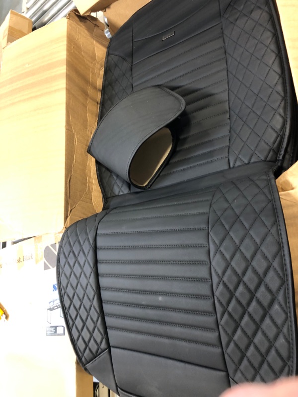 Photo 1 of Aierxuan Front Car Seat Covers Waterproof Leather Universal for Chevy Acura Lexus Jetta Tiguan Jeep Wrangler Liberty Cherokee Mitsubishi Outlander Kia Hyundai Accent Audi (2 Pcs Front/Black)