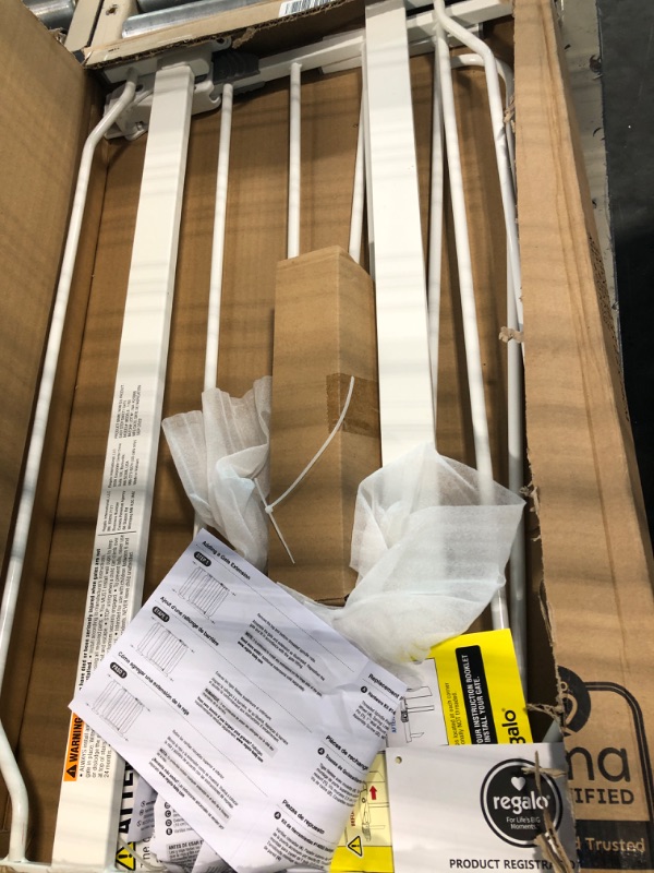 Photo 1 of Regalo Easy Step 36" Extra Tall Walk Thru Baby Gate, Includes 4-Inch Extension Kit, 4 Pack of Pressure Mount Kit and 4 Pack Wall Cups and Mounting Kit, Pack of 1 White