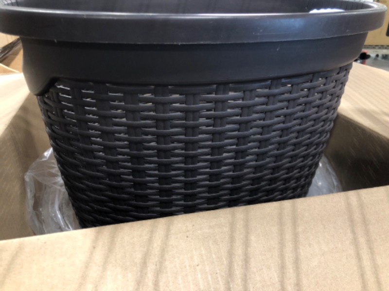 Photo 1 of 60 l Brown Plastic Slim Laundry Basket Laundry Hamper with Cutout Handles Dirty Clothes Storage