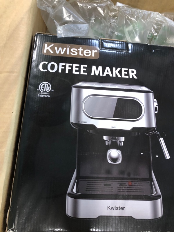 Photo 2 of Kwister Espresso Machine 15 Bar, Espresso and Cappuccino Machine with Milk Frother, Espresso Maker with Steamer, Digital Touch Screen Coffee Machine with 50 oz Water Tank Stainless steel Blk