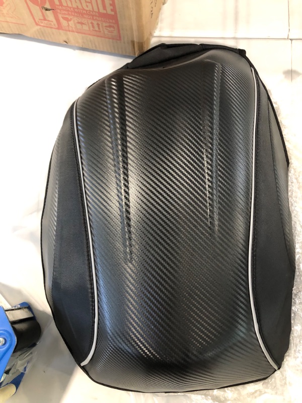 Photo 2 of Motorcycle Backpack Waterproof Bag Men - Hard Shell Backpack Carbon Fiber Motorbike Helmet Backpack Waterproof Large Bag For Travelling Camping Cycling Storage Bag