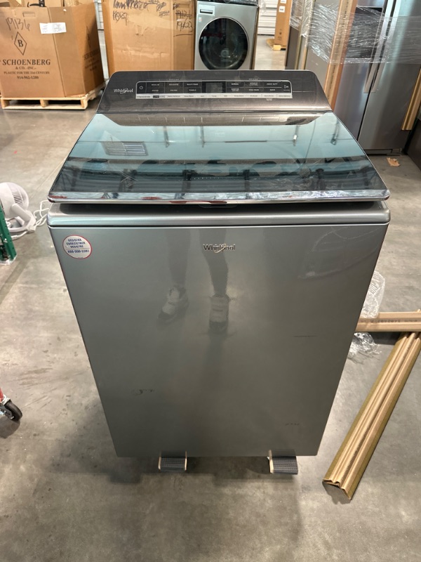 Photo 2 of Whirlpool Smart Capable w/Load and Go 5.3-cu ft High Efficiency Impeller and Agitator Smart Top-Load Washer (Chrome Shadow) ENERGY STAR