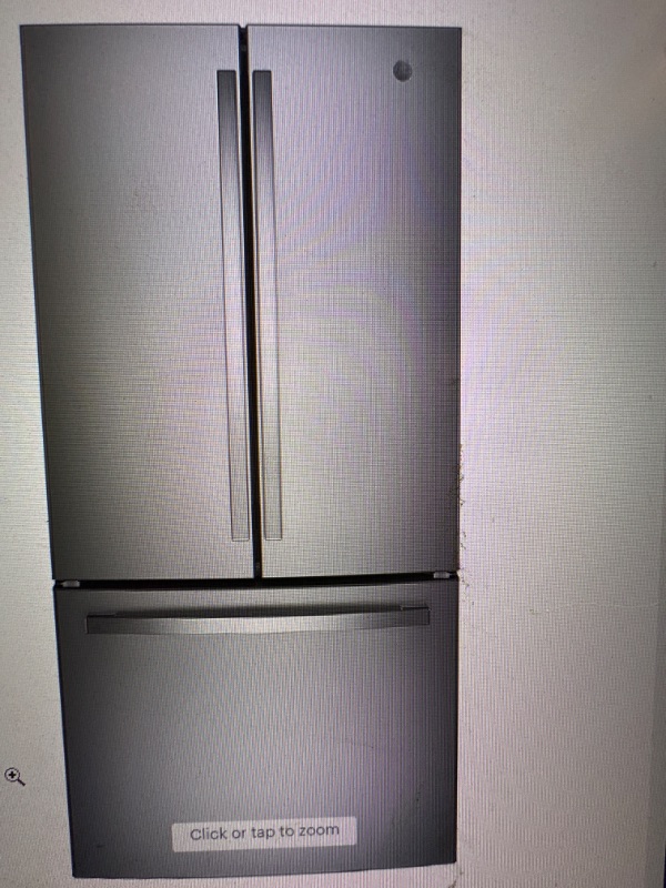 Photo 1 of GE - 18.6 Cu. Ft. French Door Counter-Depth Refrigerator - Stainless Steel
