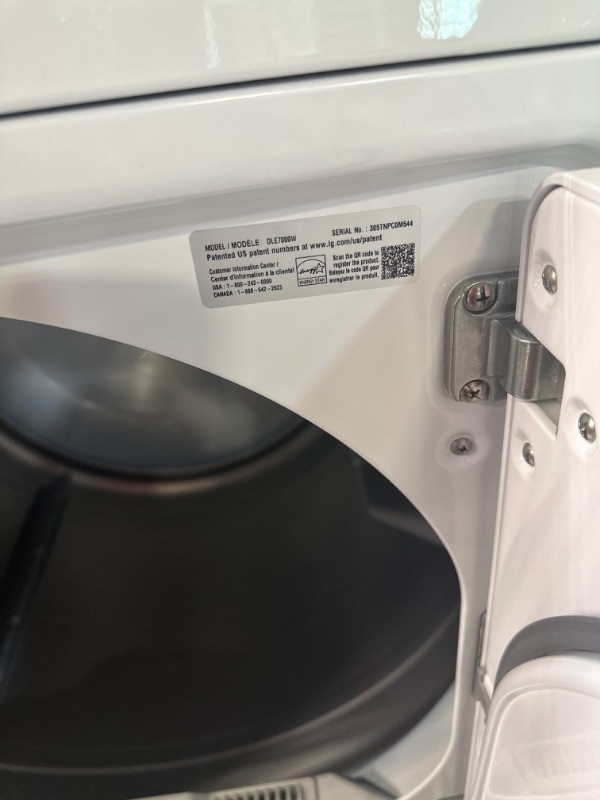 Photo 1 of LG - 7.3 Cu. Ft. Smart Electric Dryer with Sensor Dry - White
