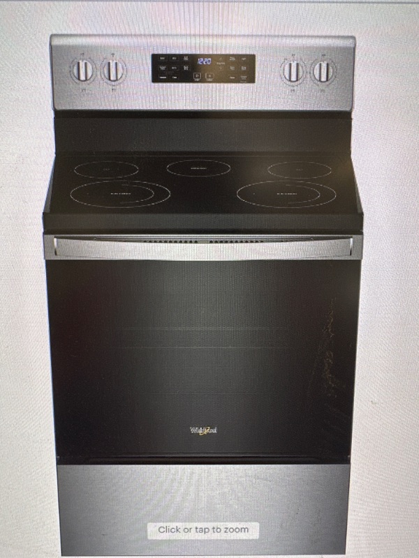 Photo 1 of Whirlpool - 5.3 Cu. Ft. Freestanding Electric Convection Range with Air Fry - Stainless Steel
