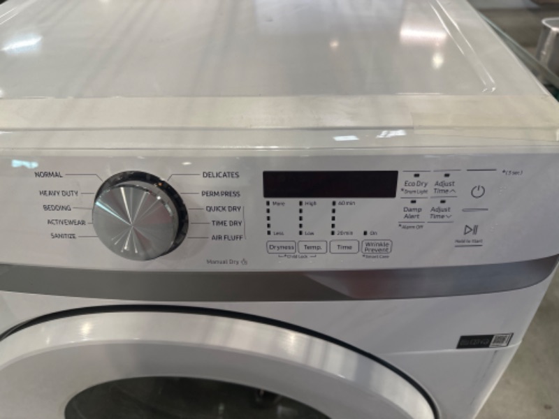 Photo 7 of Samsung - 7.5 Cu. Ft. Stackable Electric Dryer with Sensor Dry - White
