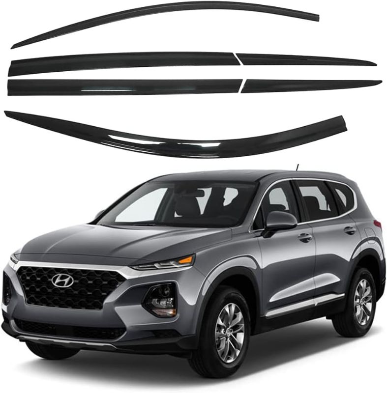Photo 1 of AUTOCLOVER Side Window Visor Set for Hyundai Santa Fe 2018 2019 2020 2021 2022 2023 / Safe RAIN Out-Channel Guard Deflector (Black (6p))

