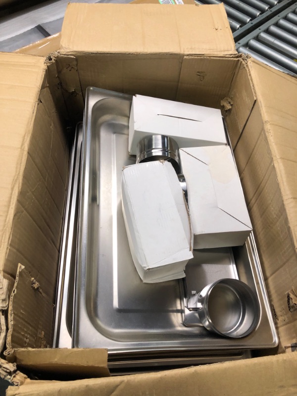 Photo 1 of ALPHA LIVING 70014-GRAY 4 Pack 8QT Chafing Dish High Grade Stainless Steel Chafer Complete Set, 8 QT, Alpine Gray Handle