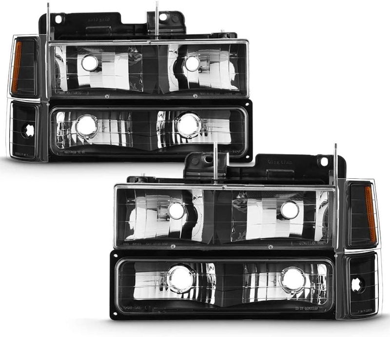 Photo 1 of ACANII - For Black 1994-1998 Chevy Silverado C10 C/K 1500 2500 3500 Tahoe Suburban Full Size Headlights + Corner + Bumper Lights Left & Right
