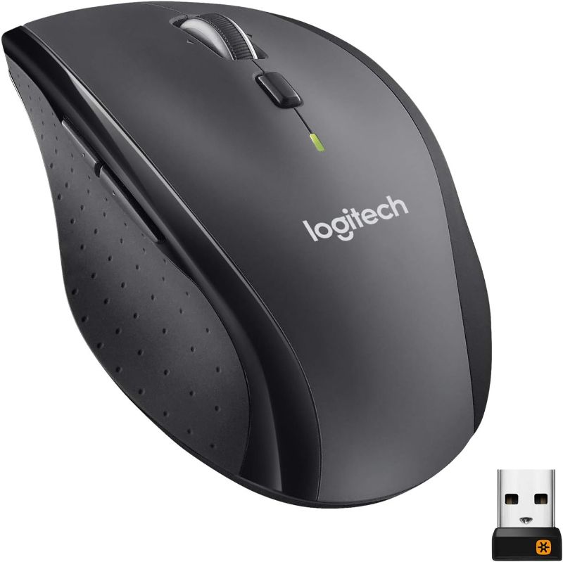 Photo 1 of Logitech M705 Marathon Wireless Mouse – Long 3 Year Battery Life Ergonomic Sculpted Right-Hand Shape Hyper-Fast Scrolling and USB Unifying Receiver for Computers and laptops Dark Gray (Discontinued by Manufacturer)
