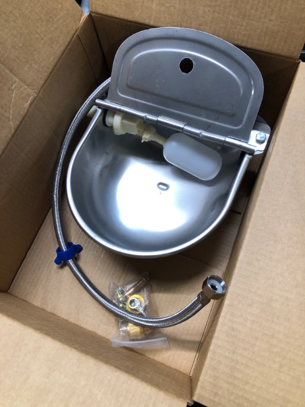 Photo 2 of Automatic Water Feeder Trough Bowl with Pipe for Cattle Horse Goat Sheep Dog Animals Stainless Pet Livestock Tool