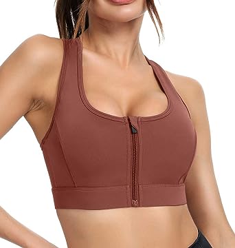 Photo 1 of VUTRU Zip Front Sports Bra Racerback Wireless Workout Yoga Bra Padded Bra Top
 LARGE