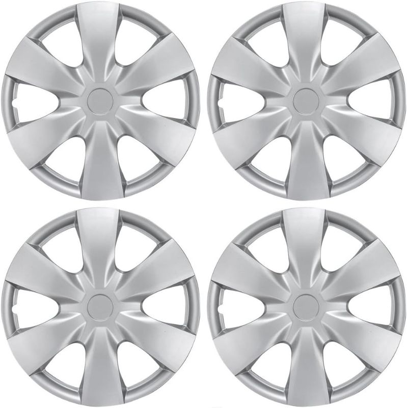 Photo 1 of BDK KT-1008-15 Silver Hub Caps (Wheel Covers) for Toyota Yaris 15” – Four (4) Pieces Corrosion-Free & Sturdy – Full Heat & Impact Resistant Grade – OEM Replacement
