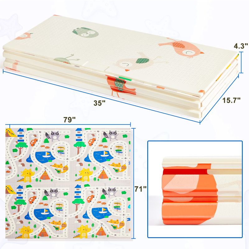Photo 1 of 71" x 79" Extra Large Foldable Baby Play Mat?Romrol Upgraded Tear Foam Proof Crawling Mat with Travel Bag Suitable for Indoor and Outdoor Use?Waterproof Playmat Suitable for Babies,Toddlers, Infants
