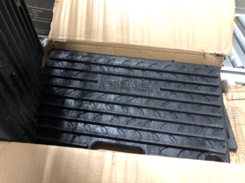 Photo 3 of 4" Inch Driveway Curb Ramp, Heavy Duty Rubber Ramps Perfect for Sidewalk, Low Cars, Curb Ramps for Motorhome, Truck, Shed Ramps, Pets & Wheelchair Threshold Ramp (4" Pack of 2)