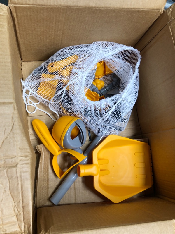 Photo 1 of Dump Truck Toy and Toy Tractor with Loader - Sandbox Toys for Kids - Yellow - 2 Count Toy Tractor Construction

**SEE PICS, different name brand, different shape tractors. Beach kit with shovels in box as well. Other extensions for tractor as well in bag.