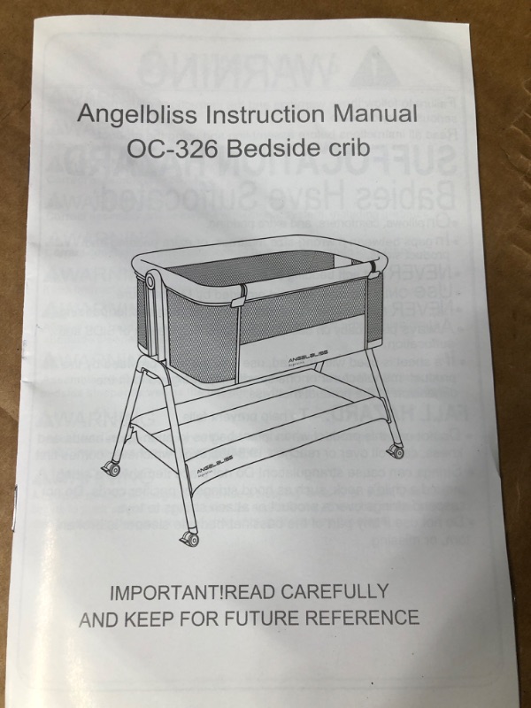 Photo 1 of ANGELBLISS Baby Bassinet Bedside Crib with Storage Basket and Wheels, Easy Folding Bed Side Sleeper Adjustable Height Portable Crib for Newborn