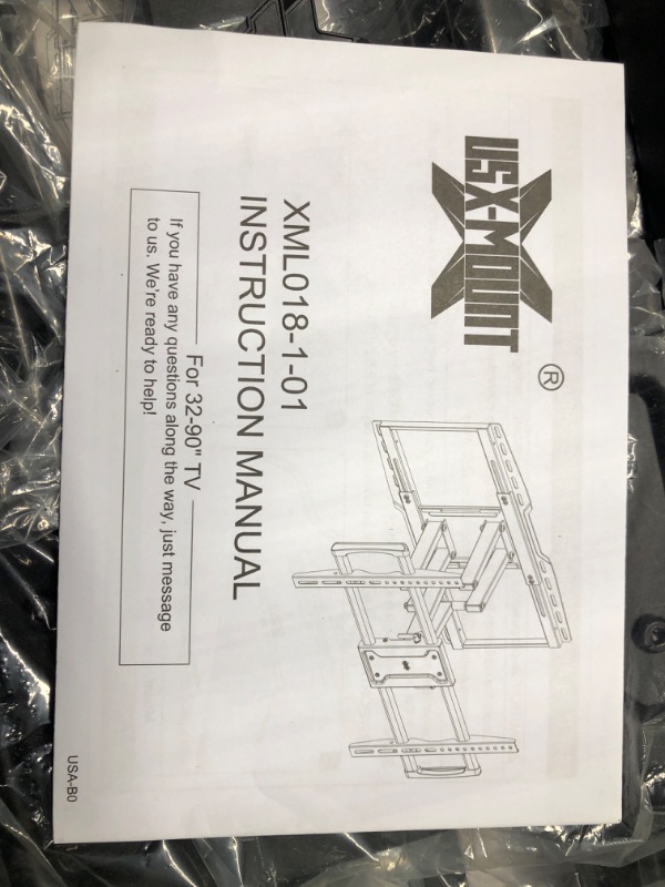 Photo 5 of USX MOUNT Full Motion TV Wall Mount Bracket fits for 32-90" TVs Holds up to 150lbs with Sliding Design for TV Centering, Swivel, Tilt, Max VESA 600x400mm, Arms for 16", 18", 24" Studs

*some hardware was opened, all hardware has been moved into 1 large ba