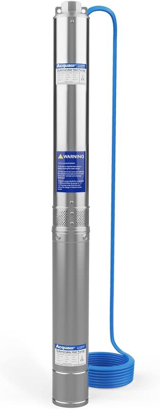 Photo 1 of Acquaer 2 HP 220V Deep Well Submersible Pump, 37 GPM, 380' Head, Stainless Steel, 4'' Deep Well Water Pump for Irrigation, Home, Industrial, 10ft Copper Power Cord
