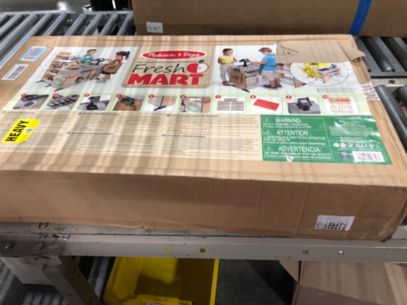 Photo 1 of Melissa & Doug Freestanding Wooden Fresh Mart Grocery Store - Supermarket Pretend Play, Kids Play Store, Toy Food Stand For Toddlers And Kids Ages 3+ - FSC-Certified Materials (ALL ITEMS STILL IN ORGINAL PACKAGING INSIDE IT BOX)