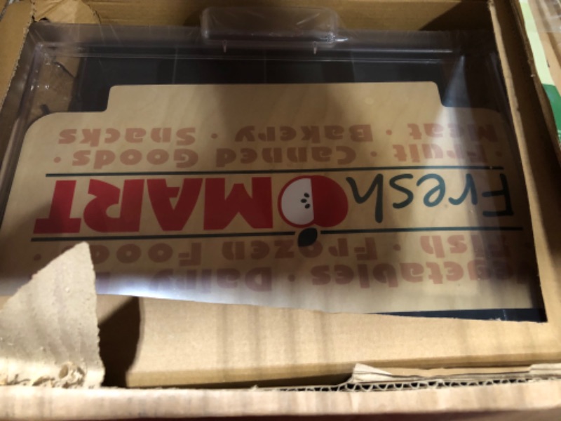 Photo 1 of Melissa & Doug Freestanding Wooden Fresh Mart Grocery Store - Supermarket Pretend Play, Kids Play Store, Toy Food Stand For Toddlers And Kids Ages 3+ - FSC-Certified Materials (ALL ITEMS STILL IN ORGINAL PACKAGING INSIDE IT BOX)