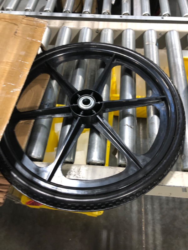 Photo 3 of BAIVE BW 2 Pcs 20" Flat Free Tires Polyurethane Non-inflated Tires Wheels, 20x2 Inch Tire with 3/4 Ball Bearings, 2.44" Centered Hub for Wheelbarrow, Garden Carts, Garden Trailers, Roofing Equipment 20x2/2PACK