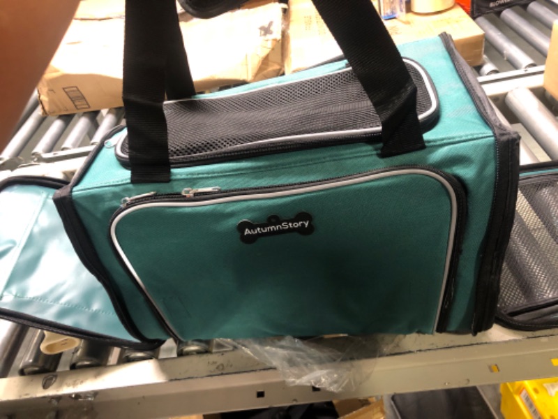Photo 1 of AutumnStory Cat Carrier, Pet Carrier Airline Approved, 2 Sides Expandable Dog Carrier, Soft-Sided Collapsible Dog Travel Bag with Removable Fleece Pad for Cats, Puppy and Small Animals (Green)