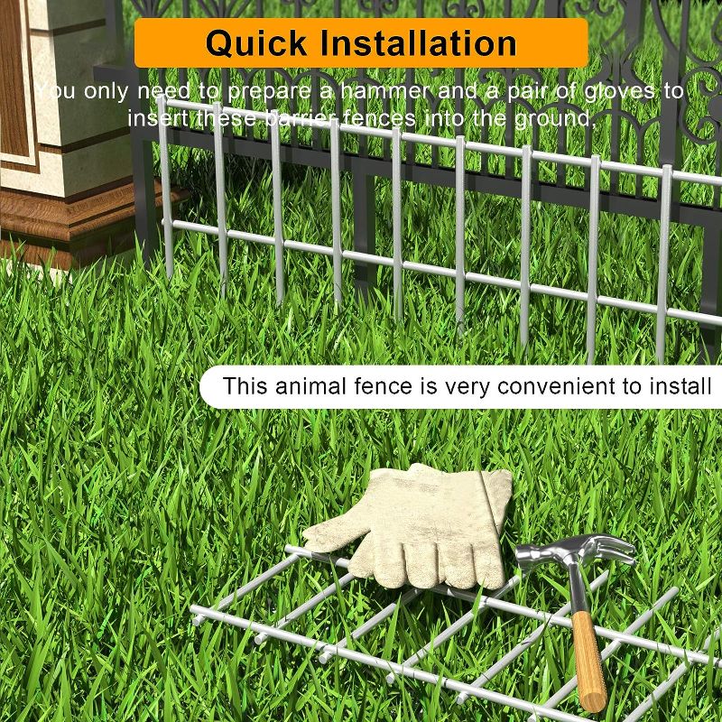 Photo 1 of 5Pack Animal Barrier Fence Underground Decorative Garden Fence 24inch x 15inch 4 Gauge Galvanized Steel Ground Stakes Fence for Outdoor Garden Yard Patio