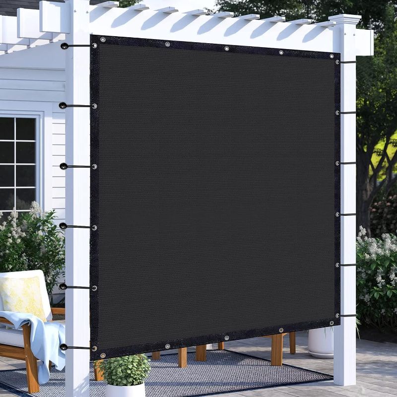 Photo 1 of Amagenix Sun Shade Cloth Privacy Screen with Grommets, Pergola Replacement Shade Cover Canopy for Outdoor Patio Garden,8' x 10', Black, (Including 12 Bungee Balls, 30 Cable Zip Ties)