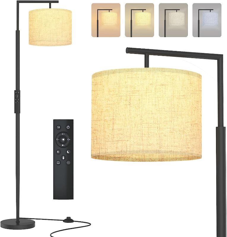 Photo 1 of 
PESRAE LED Floor Lamp with Remote Control, 4 Color Temperature LED Bulb Included, Modern Standing lamp with Linen Lampshade for Bedroom, Living Room, Matte