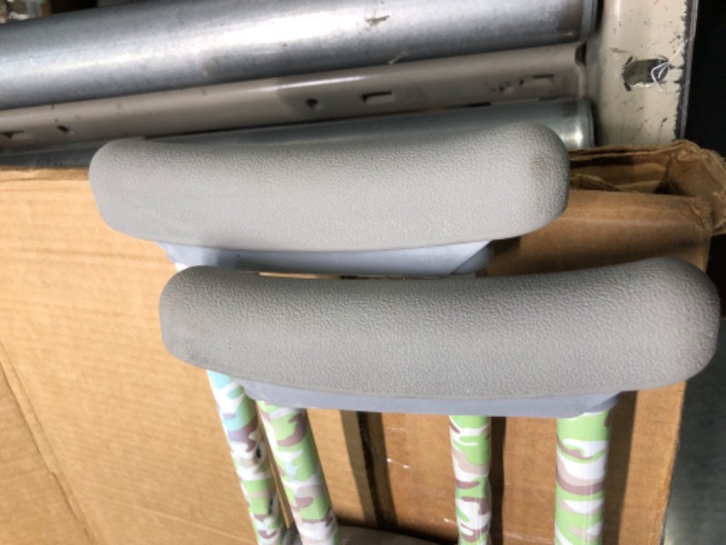 Photo 5 of My Crutches - Youth Junior Crutches for Kids w Adjustable Handgrip and Length! for Children 3'9" to 4'5" - Made of Lightweight, Durable Aluminum with Underarm Padding - Green Camo