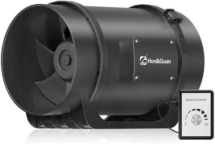 Photo 1 of Hon&Guan Inline Duct Fan 760 CFM, 8 Inch Inline Fan Duct Booster Fan with Variable Speed Controller EC Motor, 8 inch Duct Fan for Heating Cooling Booster, Grow Tents, Hydroponics.