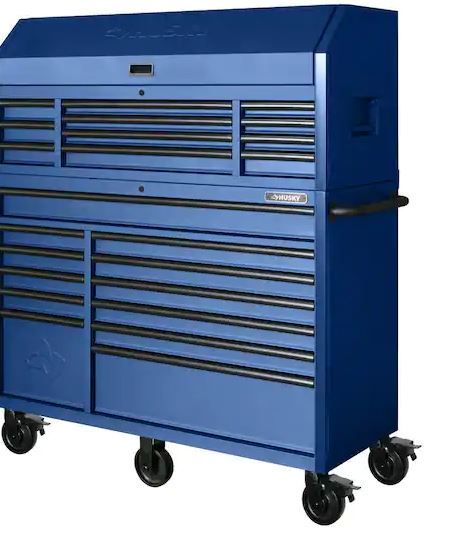 Photo 1 of 56 in. W x 22 in. D Heavy Duty 23-Drawer Combination Rolling Tool Chest and Top Tool Cabinet Set in Matte Blue
