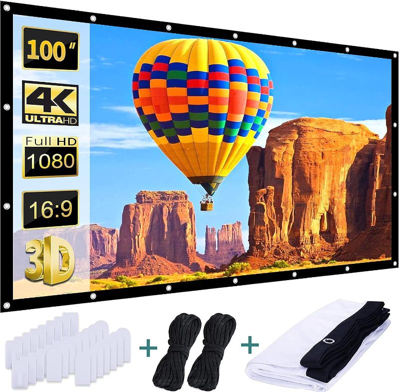 Photo 1 of Projector and Screen,Projector with WiFi and Bluetooth&Projector Screen with Stand 100 inch Build Home Theater Portable use for Indoor Party,Match,Gaming,Moving Night