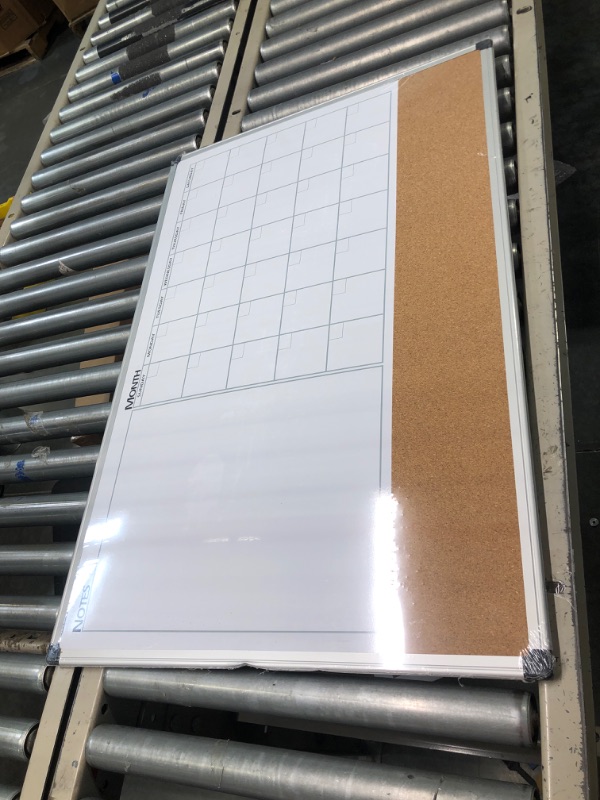 Photo 2 of VUSIGN Monthly Calendar Whiteboard Dry Erase Cork Board Combo, 24" x 36" Planning Board, Silver Aluminium Frame