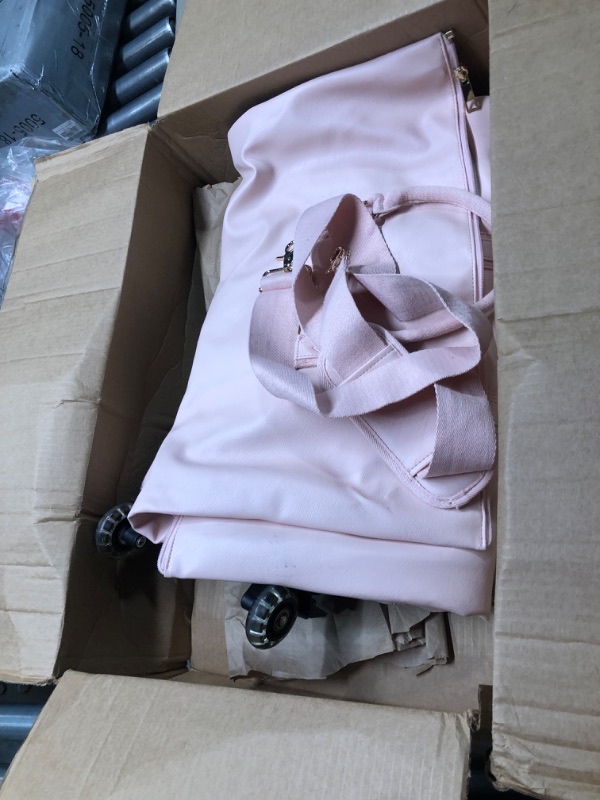 Photo 3 of seyfocnia Rolling Garment Bag, Roller Duffle Bag with Wheels Rolling Garment Bags for Travel 3 in 1 Garment Bag Carry On Bag Weekender Bags Garment Duffel Bag for Women-Pink