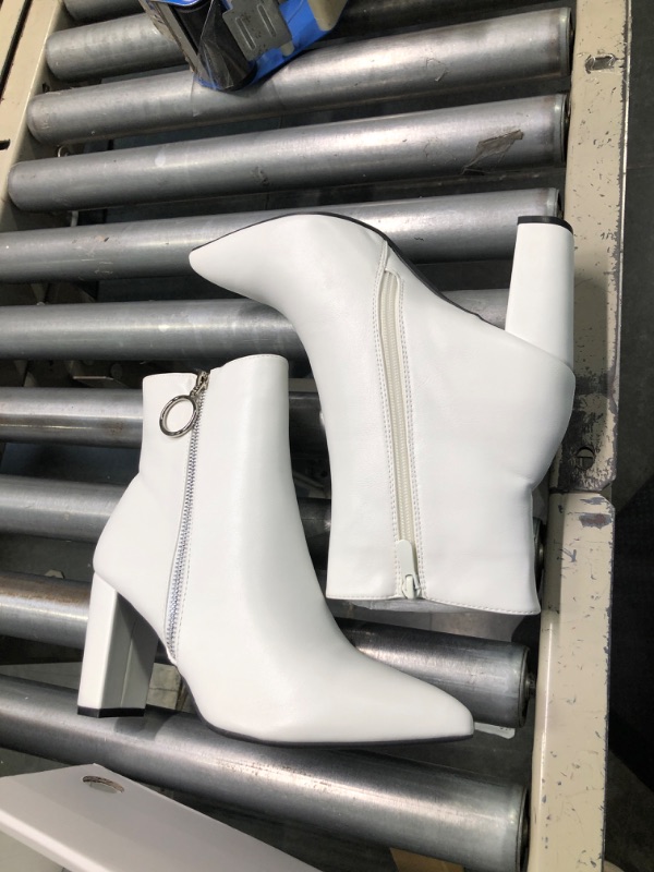 Photo 3 of DREAM PAIRS Women's Chunky High Heel Ankle Booties 9 White/Pu-3