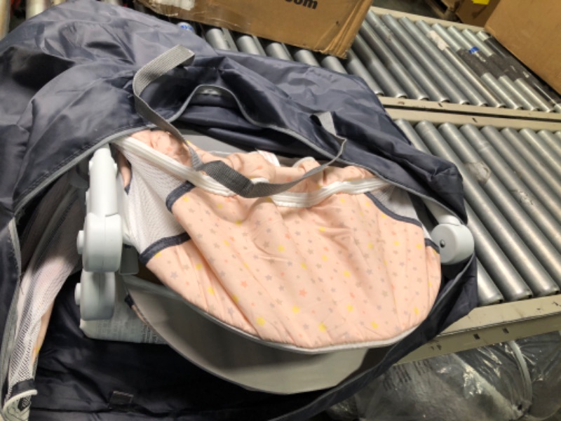 Photo 2 of Dream On Me Karley Plus Portable Quick Fold Bassinet with Removable Canopy in Blush Pink