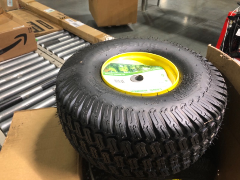 Photo 1 of 15x6.00-6" Front Tire Assembly Replacement for 100 and 300 Series John Deere Riding Mowers - 2 pack