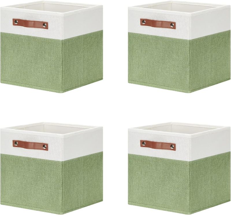 Photo 1 of 
DULLEMELO 11x11 Fabric Storage Cubes for Organizing (White&Green)