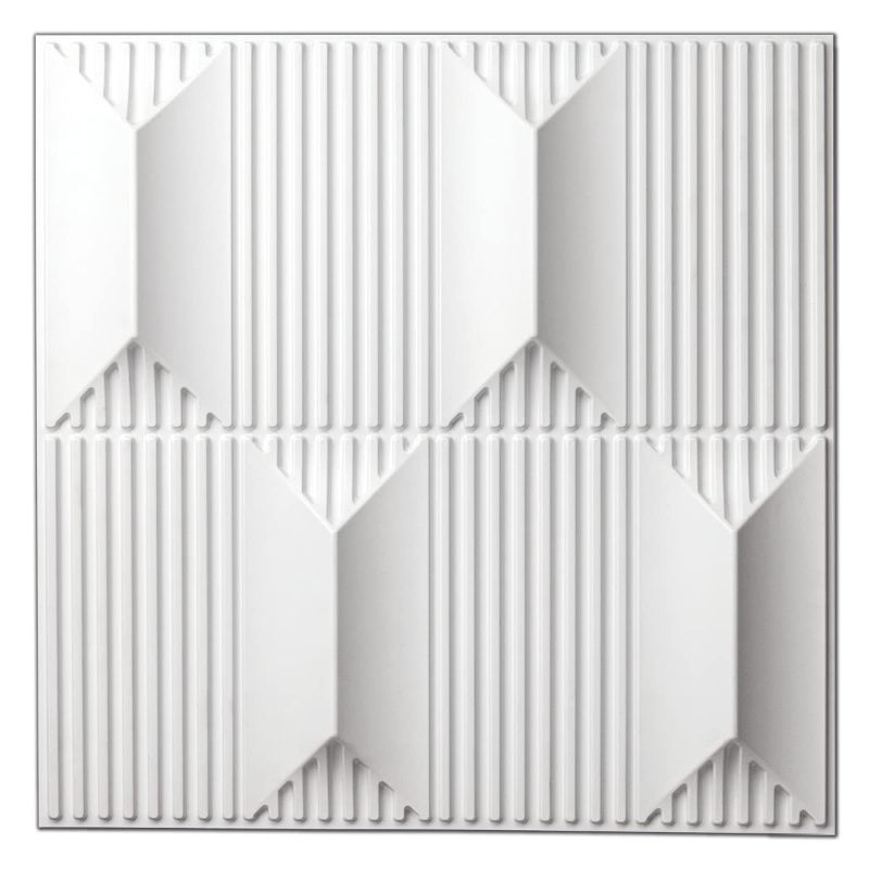 Photo 1 of Art3dwallpanels PVC 3D Wall Panel for Interior Wall Décor, 19.7" x 19.7" Wall Decor PVC 3D Wall Panels, 3D Textured Wall Panels, Pack of 12 Tiles, White
