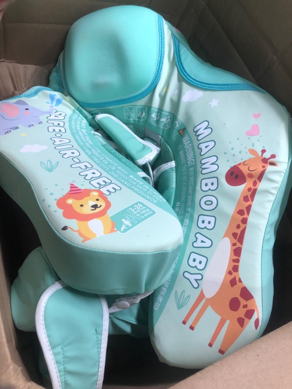 Photo 1 of 2023 New Mambobaby Add Tail Never Flip Over Non-Inflatable Baby Swim Float Pearl Foam Solid Water Floats Smart Swim Trainer Infant Pool Float Swim Ring with Sun Canopy