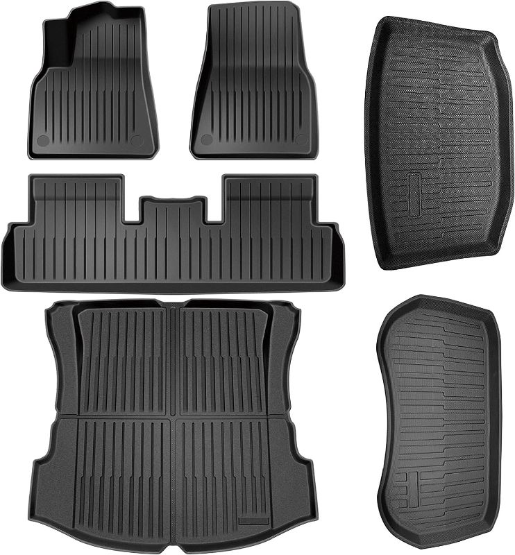 Photo 1 of Maysoo Tesla Model 3 Floor Mats 3D Full Set Liners, All Weather Fits Tesla Model 3 2021 2022 2023 Floor Mats Trunk Mats&Frunk Mat Rear Storage Trunk Liner TPE Cargo Liners Accessories(Set of 6) Model 3 floor mats (set of 6)