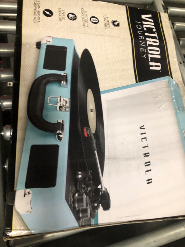 Photo 1 of Victrola Vintage 3-Speed Bluetooth Portable Suitcase Record Player with Built-in Speakers | Upgraded Turntable Audio Sound| Includes Extra Stylus | Turquoise, Model Number: VSC-550BT