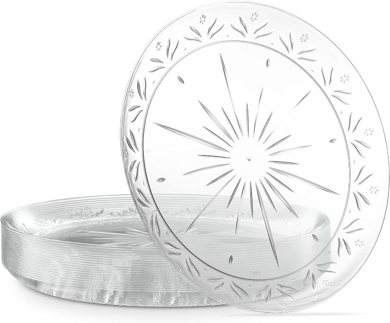 Photo 1 of 10'' inch Premium Heavy Weight Crystal Clear Disposable Hard Plastic Dinnerware Party Plate Pack of 20
