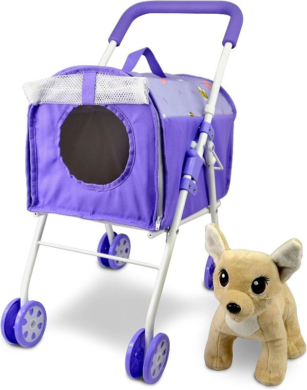 Photo 1 of ANIVIA Pet Stroller and Accessories for Kids Ages 3 to 7 Year Olds, Dog Toy for Toddlers, 2 Pieces Play Dog Set, Puppy Party Playset with 1 Pet Puppy...
