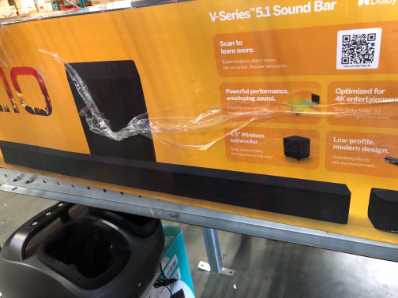 Photo 2 of VIZIO V-Series 5.1 Home Theater Sound Bar with Dolby Audio, Bluetooth, Wireless Subwoofer, Voice Assistant Compatible, Includes Remote Control - V51x-J6 36-in Wireless Subwoofer 5.1